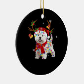 Funny Westie Christmas Tee Reindeer Christmas Ligh Keramik Ornament (Rechts)