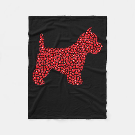 Funny Westie Dog Lover Hearts Love Westie Valentin Fleecedecke (Vorderseite)