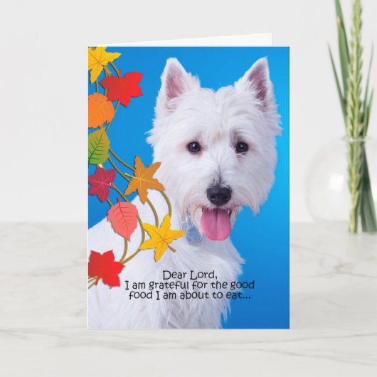 Funny Westie Erntedank Card Feiertagskarte (Vorderseite)