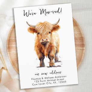 Funny Weve moo-ved New Address Highland Cow Moving Ankündigungspostkarte