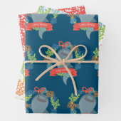 Funny Whale Hai mit Namen Christmas Wrapping Pap Geschenkpapier Set (Beispiel)