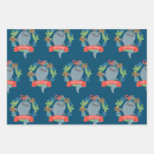 Funny Whale Hai mit Namen Christmas Wrapping Pap Geschenkpapier Set (Vorderseite)