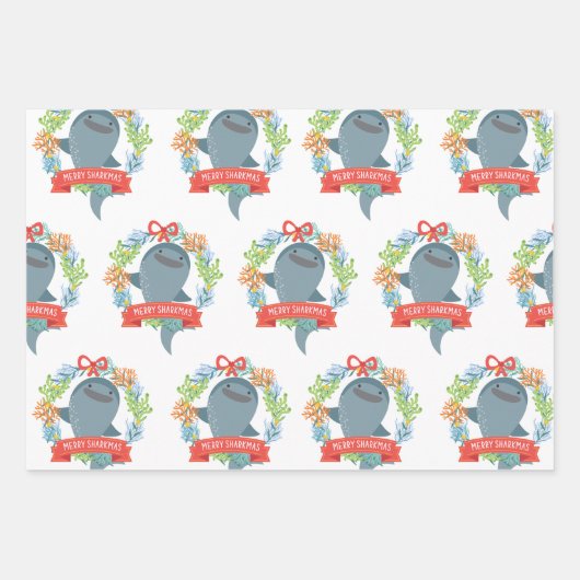 Funny Whale Hai Weihnachten Geschenkpapier Set (Vorderseite)