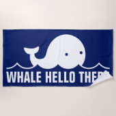 Funny Whale Hello There Pub White Blue Beach Handt Strandtuch (Vorderseite)