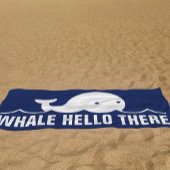 Funny Whale Hello There Pub White Blue Beach Handt Strandtuch