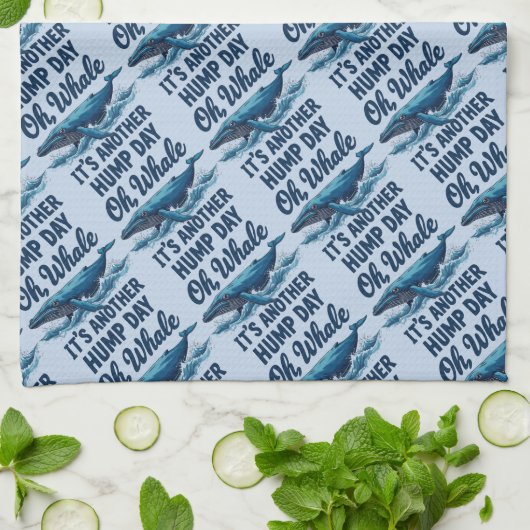 Funny Whale Pun "Oh Whale" Hump Day Design Geschirrtuch (Gefaltet)