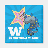 Funny Whale Wizard Alphabet Parody Cartoon Magnet (Vorne)