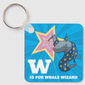 Funny Whale Wizard Alphabet Parody Cartoon Schlüsselanhänger (Vorderseite)