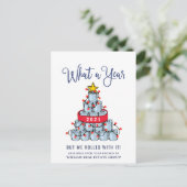 Funny What a Year Christmas Corporate Postkarte (Stehend Vorderseite)