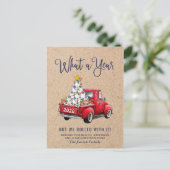 Funny What a Year Christmas Red Farm Truck Postkarte (Stehend Vorderseite)