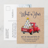 Funny What a Year Christmas Red Farm Truck Postkarte (Vorne/Hinten)