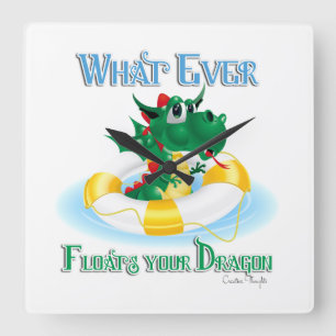 Funny Whatever Floats Your Dragon Quadratische Wanduhr