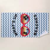 Funny 'What's Up, Beaches' Retro Sonnenbrille Strandtuch (Vorderseite)
