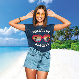 Funny 'What's Up, Beaches' Retro Sonnenbrille T-Shirt