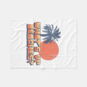 Funny Whatup Beaches Retro Sunset Palm Tree Niedli Fleecedecke (Vorderseite (Horizontal))
