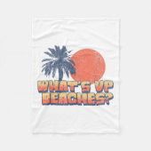 Funny Whatup Beaches Retro Sunset Palm Tree Niedli Fleecedecke (Vorderseite)