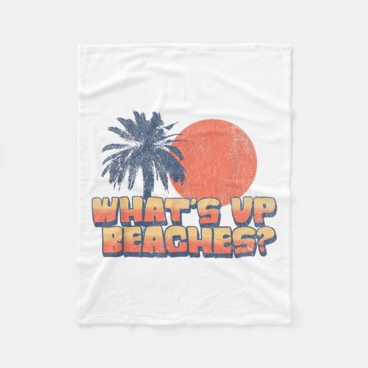Funny Whatup Beaches Retro Sunset Palm Tree Niedli Fleecedecke (Vorderseite)