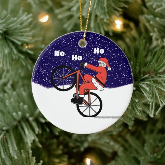 Funny Wheeling Santa Claus Radfahren Keramik Ornament (Baum)