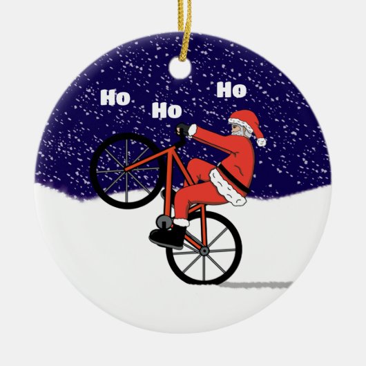 Funny Wheeling Santa Claus Radfahren Keramik Ornament (Vorne)