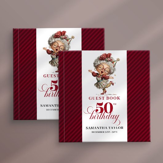 Funny whimsical 50th woman birthday guest book gästebuch