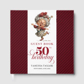 Funny whimsical 50th woman birthday guest book gästebuch (Vorderseite)