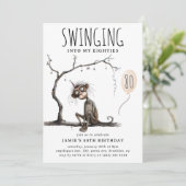 Funny Whimsical Affe Erwachsene Geburtstag Einladung (Stehend Vorderseite)