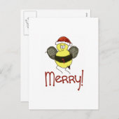 Funny Whimsical Biene Frohe Weihnachtsfeiertag Feiertagspostkarte (Vorne/Hinten)