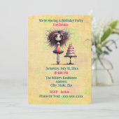 Funny Whimsical Birthday Girl Einladung (Stehend Vorderseite)