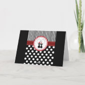 Funny whimsical Christmas cat pünkttern Feiertagskarte (Rückseite)