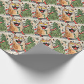 Funny Whimsical Crazy Cat Weihnachten Geschenkpapier (Ecke)