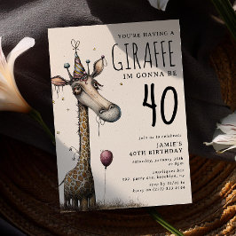 Funny Whimsical Giraffe Adult Geburtstag Einladung