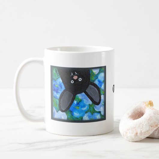 Funny Whimsical Goth Vampire Bat Individuelle Name Kaffeetasse (Mit Donut)