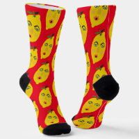 Funny Whimsical Lemon Pattern Red