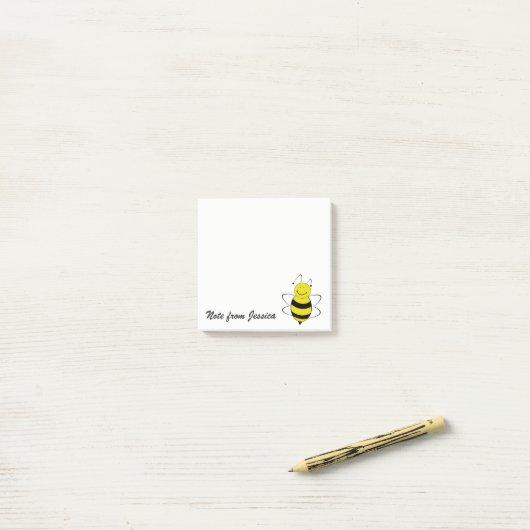 Funny whimsical niedliche Biene personalisiert Post-it Klebezettel (Auf Schreibtisch)