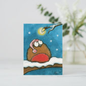 Funny Whimsical Robin and Glow Bug Festive Postkarte (Stehend Vorderseite)