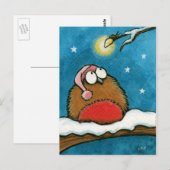 Funny Whimsical Robin and Glow Bug Festive Postkarte (Vorne/Hinten)