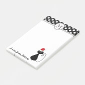 Funny whimsical Santa Cat polka Punkte Monogramm Post-it Klebezettel (angewinkelt)