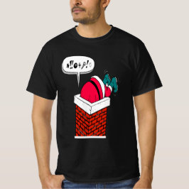 Funny Whimsical Santa Got im Kamin stecken T-Shirt