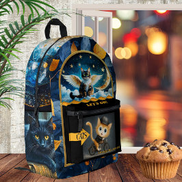Funny Whimsical Spiritual Cat Bedruckter Rucksack