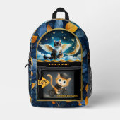 Funny Whimsical Spiritual Cat Bedruckter Rucksack (Vorderseite)