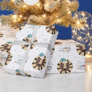 Funny Whimsical Tiger Face Frohe Weihnachten Geschenkpapier