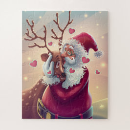 Funny Whimsical Weihnachten und Rentierfest Puzzle