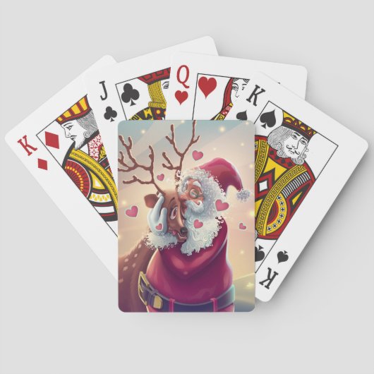Funny Whimsical Weihnachten und Rentierfest Spielkarten (Rückseite)