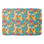 Funny Whimsisical Cartoon Abstrakte Hühner Badematte (Vorderseite)