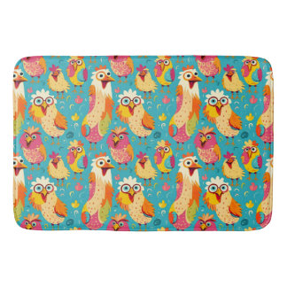 Funny Whimsisical Cartoon Abstrakte Hühner Badematte