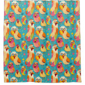 Funny Whimsisical Cartoon Abstrakte Hühner Duschvorhang (Vorderseite)