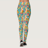 Funny Whimsisical Cartoon Abstrakte Hühner Leggings (Rückseite)