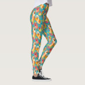 Funny Whimsisical Cartoon Abstrakte Hühner Leggings (Rechts)
