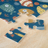 Funny Whimsisiean Sea Fish Blue Muster Puzzle (Seite)