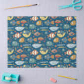 Funny Whimsisiean Sea Fish Blue Muster Seidenpapier (Basteln)